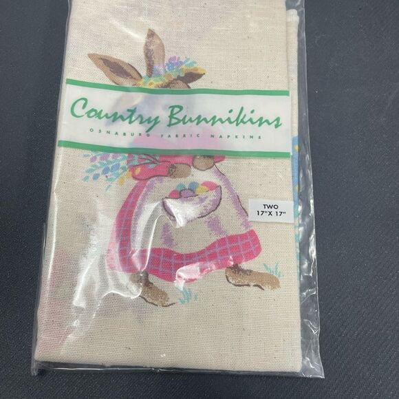 VTG 1997 Avon NIP Set Of 7 2 Packs Country Bunnikins Easter Fabric Napkins 17” - Picture 6 of 9